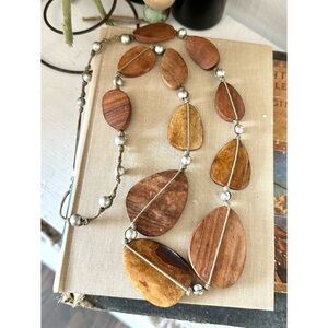 Long Wooden beaded necklace